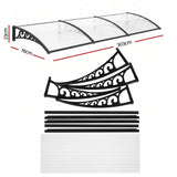 Instahut Window Door Awning 0.8mx3m Transparent - Front View