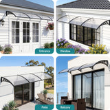 Instahut Window Door Awning 0.8mx3m Transparent - Top-Down View