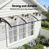 Instahut Window Door Awning 0.8mx3m Transparent - 45-Degree Angle