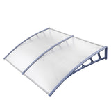 Instahut Window Door Awning Canopy 1.5mx2m Transparent Sheet Grey Plastic Frame - Close-Up Angle