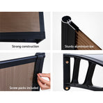 Instahut brown door and window awning canopy with black brackets, image 6