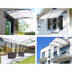 Instahut Window Door Awning Canopy 1.5mx4m Transparent Sheet Grey Plastic Frame, image 3