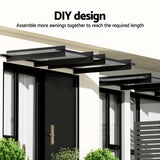 Instahut Window Door Awning Canopy 1mx1m Flat Transparent Sheet Metal Frame - Rear View