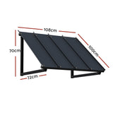 Instahut Window Door Awning Canopy 1mx1.2m Black Metal Frame - Front View