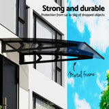 Instahut Window Door Awning Canopy 1mx1m Grey Solid Sheet Metal Frame - Top-Down View