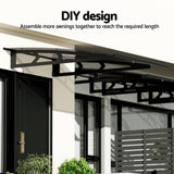 Instahut Window Door Awning Canopy 1mx1m Grey Solid Sheet Metal Frame - Rear View