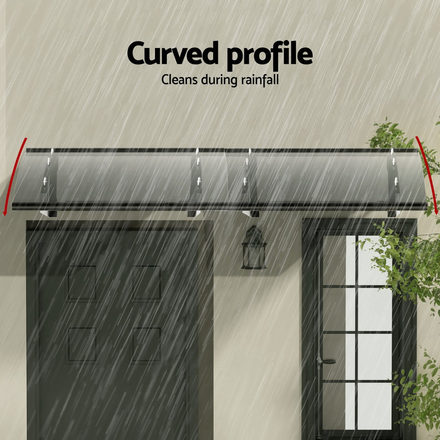 Instahut 1m x 2m window and door awning, grey polycarbonate panel, image 5