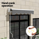 Instahut Retractable Folding Arm Awning Manual Sunshade 2Mx1.5M Grey - 45-Degree Angle