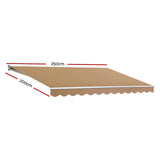 Instahut Retractable Folding Arm Awning Manual Sunshade 2.5Mx2M Beige - Front View