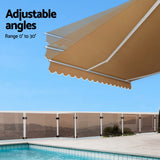 Instahut Retractable Folding Arm Awning Manual Sunshade 2.5Mx2M Beige - 45-Degree Angle