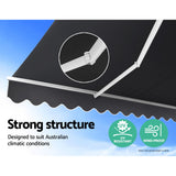 Instahut Retractable Folding Arm Awning Manual Sunshade 2.5Mx2M Grey - Top-Down View