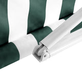 Instahut Retractable Folding Arm Awning Manual Sunshade 3Mx2.5M Green White - Rear View