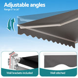 Instahut Retractable Folding Arm Awning Manual Sunshade 3.5M X 3M Grey - Close-Up Angle
