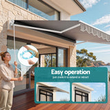 Instahut Retractable Folding Arm Awning Manual Sunshade 3.5M X 3M Grey - Extra Image