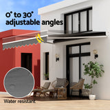 Instahut Retractable Folding Arm Awning Manual Sunshade 4Mx2.5M Grey - 45-Degree Angle