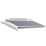 Instahut Retractable Folding Arm Awning Manual Sunshade 4Mx2.5M Pearl Grey - Front View