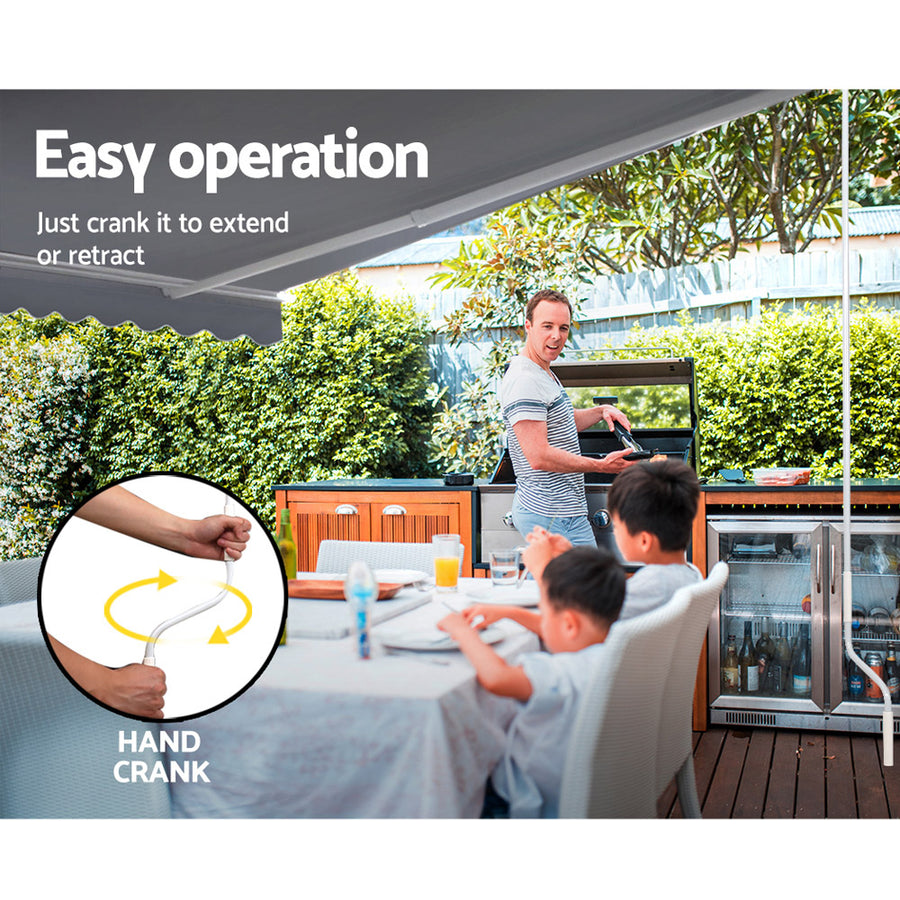 Instahut Retractable Folding Arm Awning Manual Sunshade 4Mx2.5M Pearl Grey, image 4
