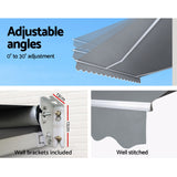 Instahut Retractable Folding Arm Awning Manual Sunshade 4Mx2.5M Pearl Grey - 45-Degree Angle