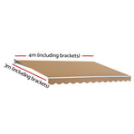 Instahut manual retractable folding arm awning, 4m x 3m, beige, powder-coated aluminium frame