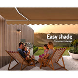 Instahut Retractable Folding Arm Awning Manual Sunshade 4Mx3M Beige - Rear View