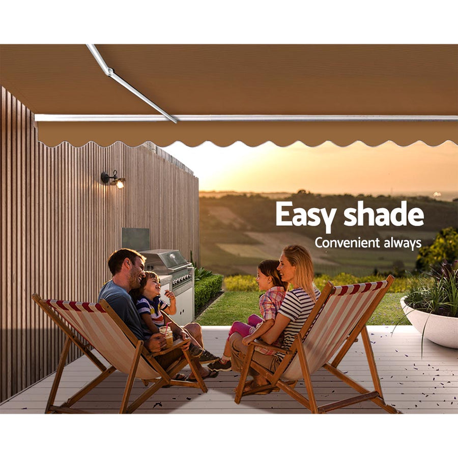 Instahut manual retractable folding arm awning, 4m x 3m, beige, image 6