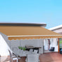 Instahut Retractable Folding Arm Awning 4m x 3m, Manual Hand Crank, Beige