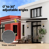 Instahut Retractable Folding Arm Awning Manual Sunshade 4Mx3M Grey - 45-Degree Angle