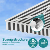 Instahut Retractable Folding Arm Awning Manual Sunshade 4.5Mx3M Grey White - 45-Degree Angle