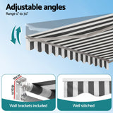 Instahut Retractable Folding Arm Awning Manual Sunshade 4.5Mx3M Grey White - Close-Up Angle