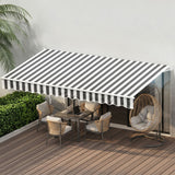 Instahut Retractable Folding Arm Awning Manual Sunshade 4.5Mx3M Grey White - Extra Image