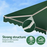 Instahut Retractable Folding Arm Awning Manual Sunshade 5Mx3M Dark Green - 45-Degree Angle