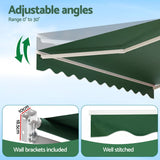 Instahut Retractable Folding Arm Awning Manual Sunshade 5Mx3M Dark Green - Close-Up Angle