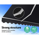 Instahut Retractable Folding Arm Awning Manual Sunshade 5Mx3M Grey - Side View