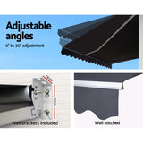 Instahut Retractable Folding Arm Awning Manual Sunshade 5Mx3M Grey - 45-Degree Angle