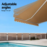 Instahut Retractable Folding Arm Awning Motorised Remoter Sunshade 2.5Mx2M Beige - Close-Up Angle