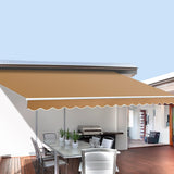 Instahut Retractable Folding Arm Awning Motorised Remoter Sunshade 2.5Mx2M Beige - Low Angle