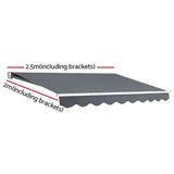 Instahut Retractable Folding Arm Awning Motorised Sunshade 2.5Mx2M Grey - Front View