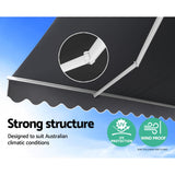 Instahut Retractable Folding Arm Awning Motorised Sunshade 2.5Mx2M Grey - Top-Down View