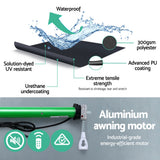 Instahut Retractable Folding Arm Awning Motorised Sunshade 2.5Mx2M Grey