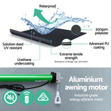 Instahut Retractable Folding Arm Awning Motorised Sunshade 2.5Mx2M Grey - 45-Degree Angle