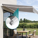 Instahut Retractable Folding Arm Awning Motorised Sunshade 2.5Mx2M Grey White - Top-Down View