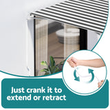 Instahut Retractable Folding Arm Awning Motorised Sunshade 2.5Mx2M Grey White - 45-Degree Angle