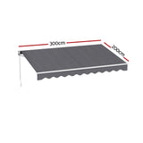Instahut Retractable Folding Arm Awning Motorised Sunshade 3M X 2M Grey - Front View