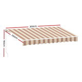 Instahut Retractable Folding Arm Awning Motorised Sunshade 3Mx2.5M Beige Brown - Front View