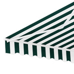 Instahut green and white motorised retractable folding arm awning, 3m x 2.5m, hand crank