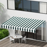Instahut Retractable Folding Arm Awning Motorised Sunshade 3Mx2.5M Green White - Close-Up Angle