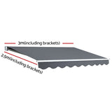 Instahut Retractable Folding Arm Awning Motorised Sunshade 3Mx2.5M Grey - Front View