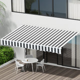 Instahut Retractable Folding Arm Awning Motorised Sunshade 3Mx2.5M Grey White - Close-Up Angle