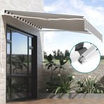 Instahut Retractable Folding Arm Awning Motorised Sunshade 3Mx2.5M Grey White, image 5