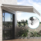 Instahut Retractable Folding Arm Awning Motorised Sunshade 3Mx2.5M Grey White - 45-Degree Angle